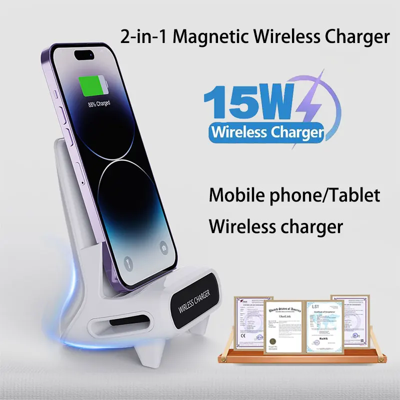 

Настольная беспроводная зарядная станция-подставка для телефонов iPhone 17-12 Pro Max, Samsung, Vivo, Xiaomi – умная зарядка