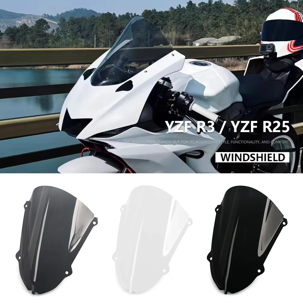 

Motorcycle Windshield Bubble Windscreen Acrylic Wind Deflectore For Yamaha YZF R25 YZF R3 YZF-R25 YZF-R3 YZFR3 YZFR25 2019-2025