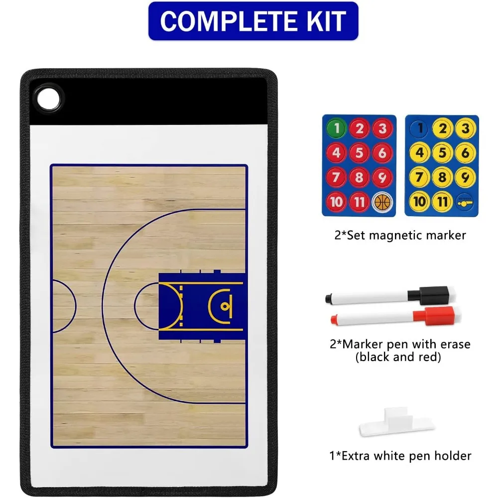 Basketball Magnetic Coach Board Double Sided Design Premium Dry Erase Coaches Clipboard with Two Marker Pen and Two Sets view 5