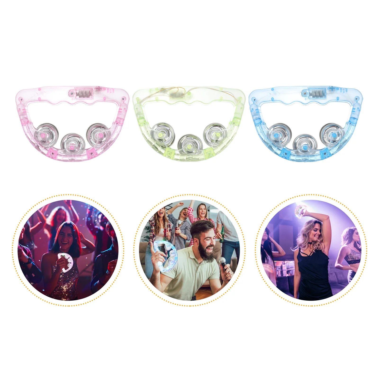 

12Pcs Handbell Flashing LED Light Up Rattle Flashing Bells Metal Ringing Party Accessories for Disco Bar Ktv Cheering Neon Props