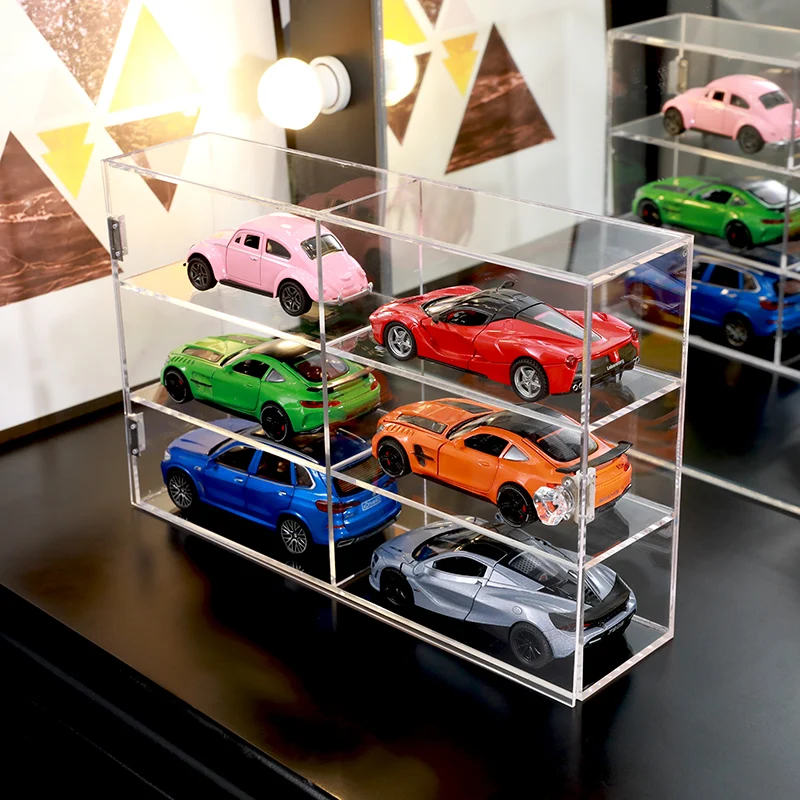 

Transparent Acrylic Model Car Storage Cabinet with Door Alloy Model Racing Car Storage Box Hot Wheels Display Case for 1/24/32