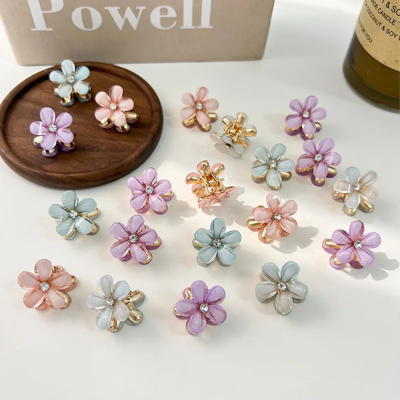 5Pcs/Set Girls Cute Colorful Hair Clips Flower Small Hair Claw Kids Sweet Hairpins Crab Hair Clip Women Fashion Hair Accessories