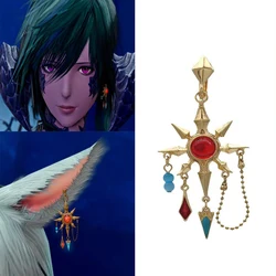 Game Final Fantasy XIV Azeema Cosplay Tassel Jewelry Alloy Eardrop Rhinestone Inlaid Pendant Ear Clips Stud Earring Cosplay Acce