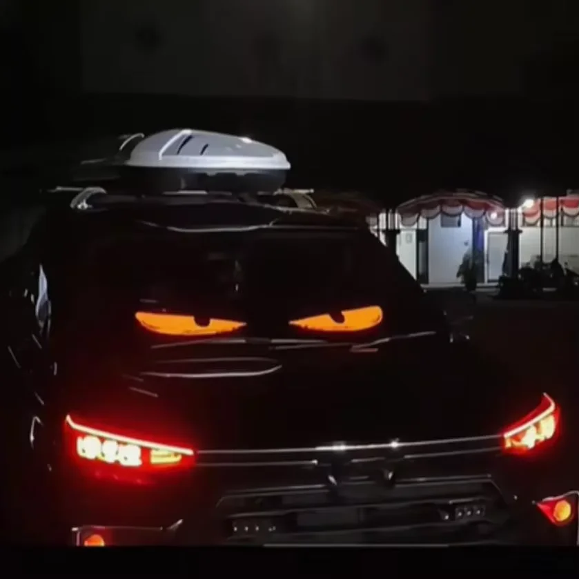 Quality 2 in 1 LED Truck Car Dynamic Devil Eye Foldable Light Rectangle Flexible Display Light For Board Windshield 60X12CM