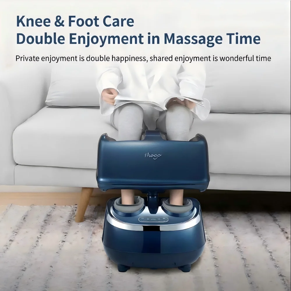 Leg Foot Massager 360° Rotating Knee Calf Massage Machine Foot Roller Air Compression Washable Cover