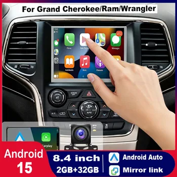 8in Android15 2+32G Car Stereo 2+32G fit for CarPlay Android Auto GPS Navigation for Grand Cherokee / R-am / W-rangler 2015-2021