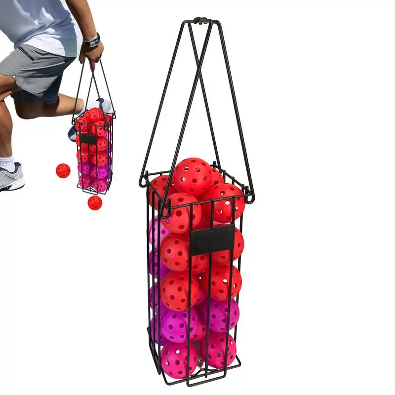 

Pickleball Bucket Ball Collector Tennis Ball Gatherer Basket Stainless Steel Pickleball Picking Basket With Handle Ball Storage