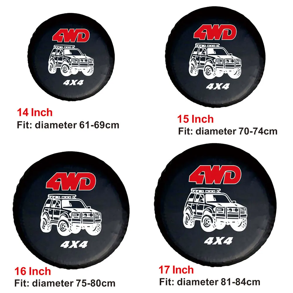 ZMFJH 4WD 4x4 بولي كلوريد الفينيل الجلود الغيار أغطية الاطارات 14 "15" 16 "17" إطارات السيارات لعجلة السيارة غطاء الإطارات الاحتياطية مقاوم للماء الغبار