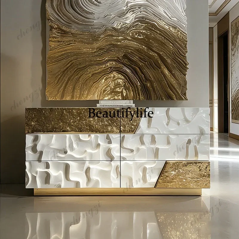 A45 Light luxury art carving six chest cabinets, living room storage cabinets, porch cabinets, designer models