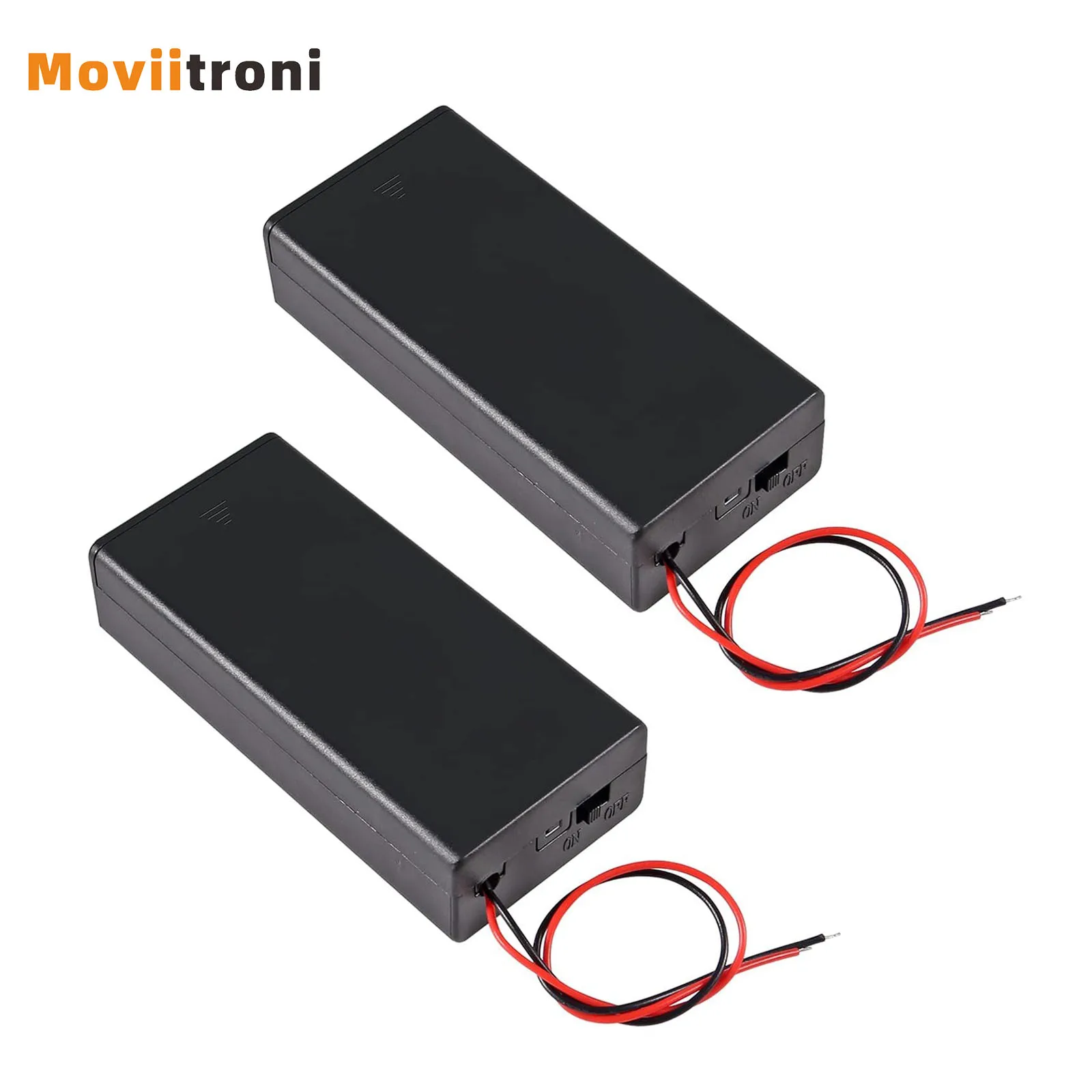 2pcs 18650 Battery Storage Case 2 Slots x 3.7V for 2x18650 Batteries Holder Box Container with ON/Off Switch