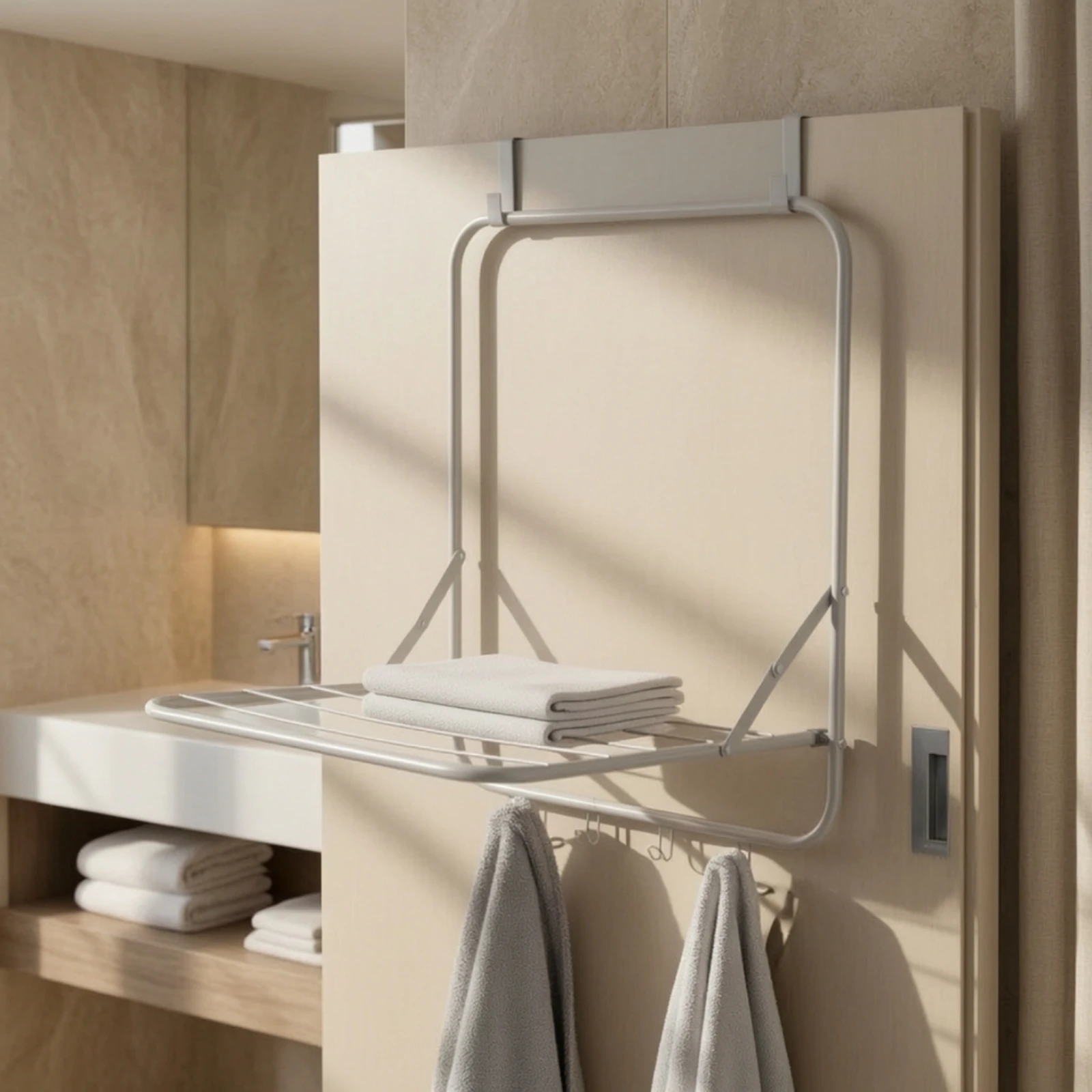 Over-the-Door Desiccating Rack with Lower Hooks Foldable Desiccating Rack Space-Saving for Home Apartment Dwellers Laundry Room