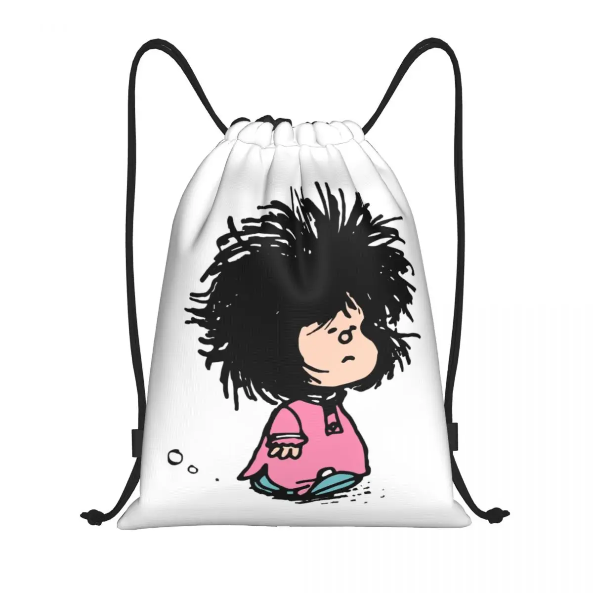 

Humor Manga Mafalda Drawstring Backpack Women Men Sport Gym Sackpack Foldable Quino Argentina Cartoon Shopping Bag Sack