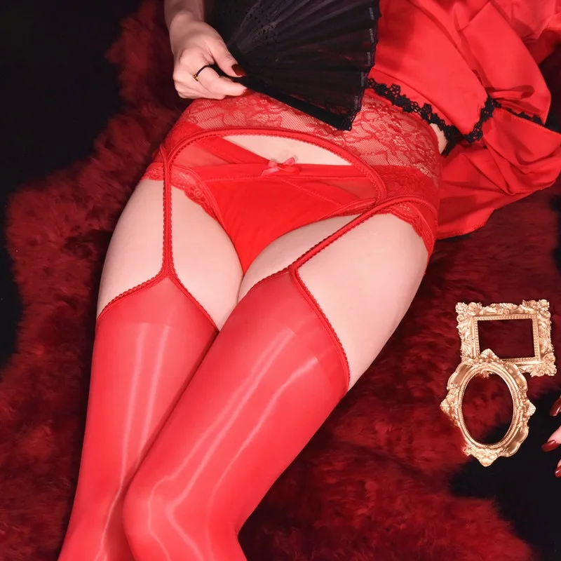 

New 8D Glossy Lace Top Thigh High Stockings Suspender Garter Belt Over Knee Pantyhose Women Erotica Sexy Underwear Lingerie S118