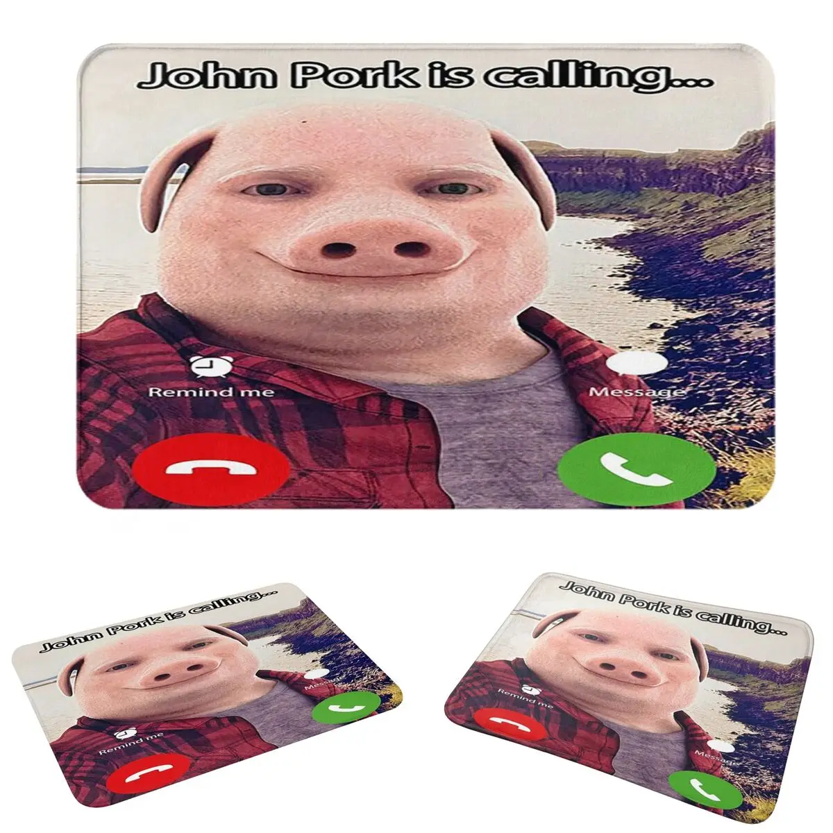 John Pork Is Calling Answer Call Phone Doormat Dust-proo Carpet Rug Kitchen Entrance Home Floor Mat for Bathroom Footpad Mats
