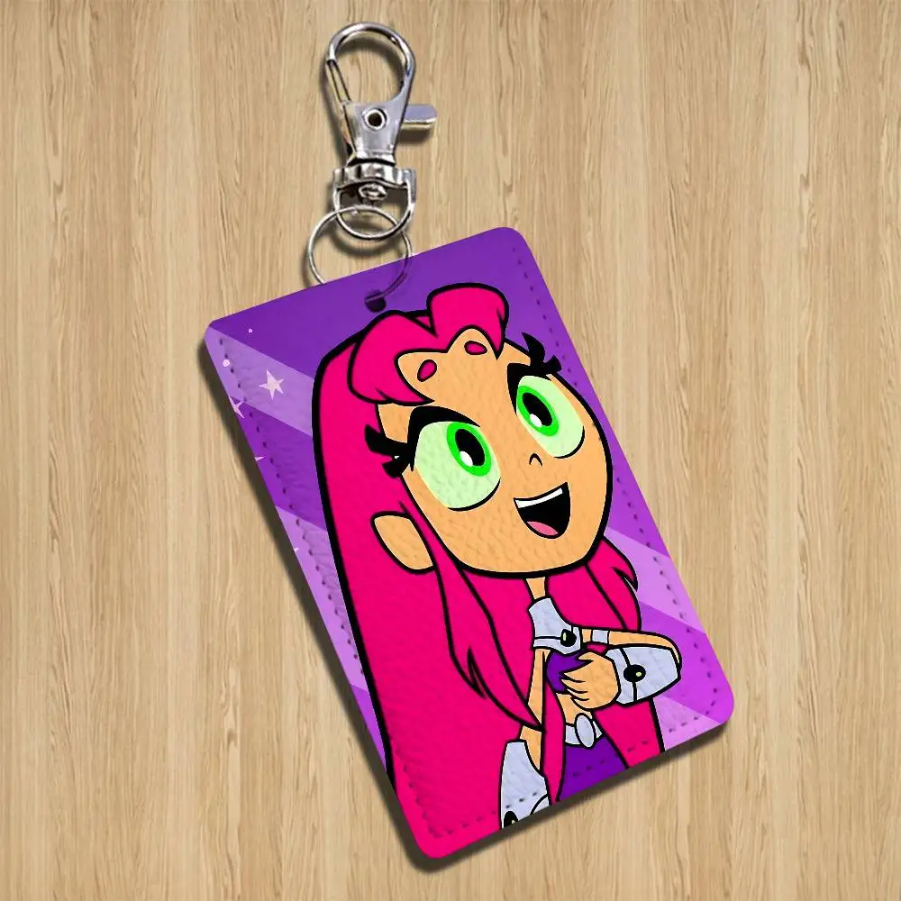 Go Robin Starfire Teen Titans Card Holder With Keychain Executive Protection For Bank Credit Subway Bus Case