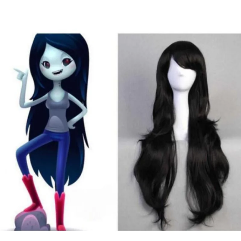Fashion jewelry Wig Marceline the Vampire Queen long Black wavy curly Cosplay Wig