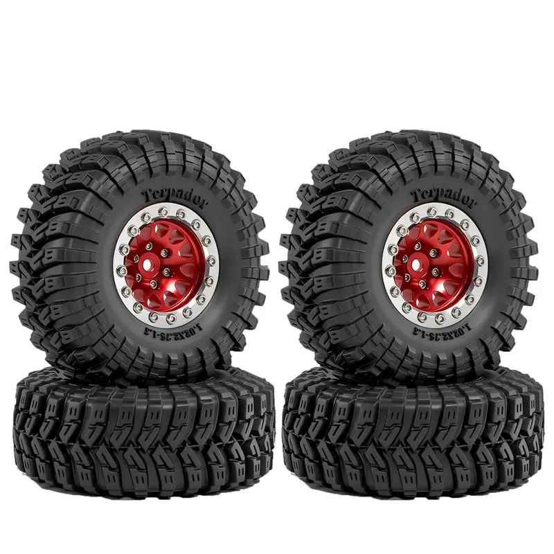 

Комплект из 4 шин и колес 1,3 дюйма для радиоуправляемых краулеров TRX4M SCX24 FMS FCX24 1/18 - резиновые шины с металлическими дисками
