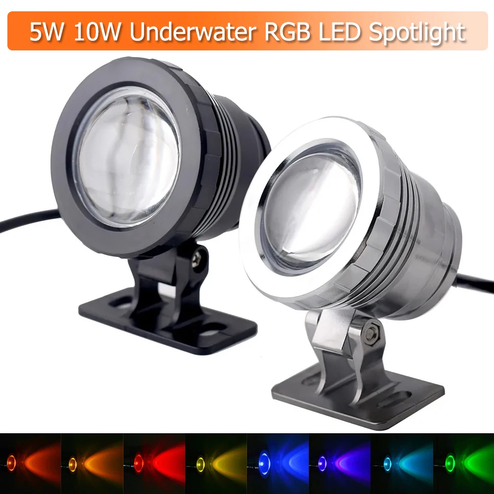 

5w 10w Led Spotlight Underwater Waterproof 12v Mini Rgb Floodlight Bright Garden Pool Light Bulb With Remote Landscape Ac85-265v