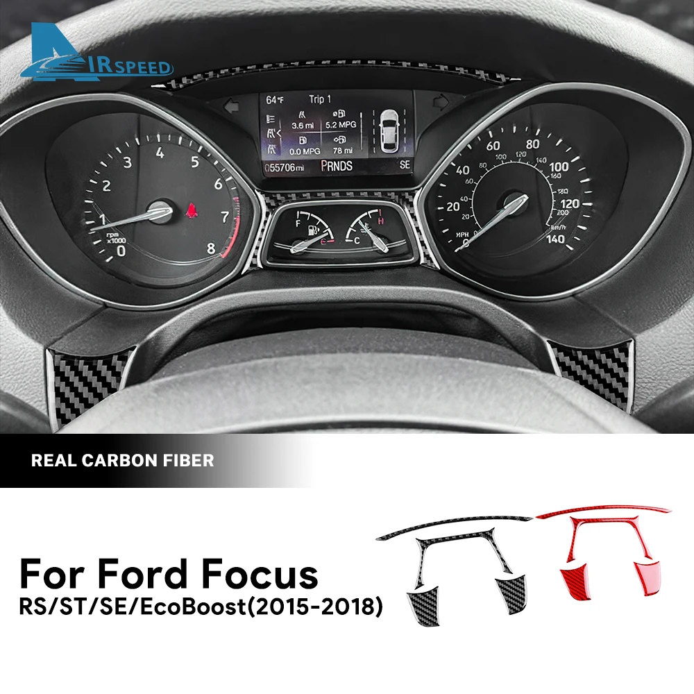 Naklejka z prawdziwego miękkiego włókna węglowego do Ford Focus SE RS ST Ecoboost 2012 2013 2014 2015 2016 2017 2018 LHD RHD Ramka prędkościomierza samochodowego