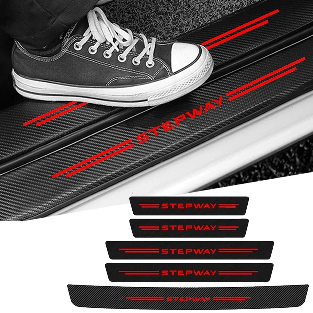 

Car Door Sill Scuff Plate Trunk Bumper Scratch Guard Stickers for Renault Stepway Auto Carbon Fiber Door Pedal Protective Strips