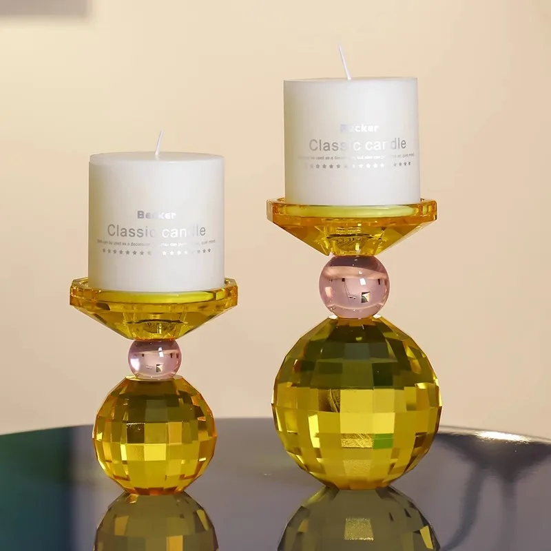 1Pcs Luxury Colored Crystal Candle Holder Romantic Candlelight Dinner Prop Wedding Centerpieces for Tables Home Decoration