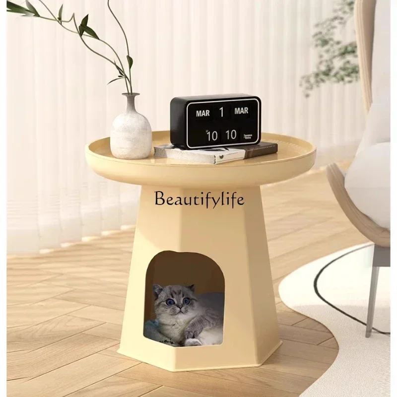 

44Storage Modern Side Table Portable Plastic Unique Corner Round Coffee Table Living Room
