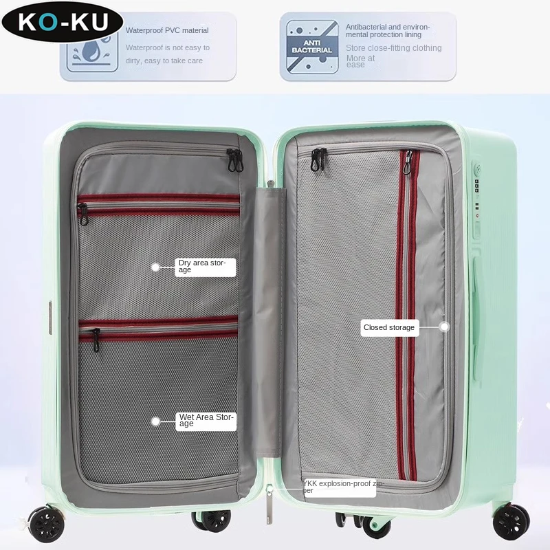 KO-KU 2024 New Luggage Female Large Capacity 30 Inch Thick Durable Trolley Case Male Students 26 Inch  TSA Lock Suitcase