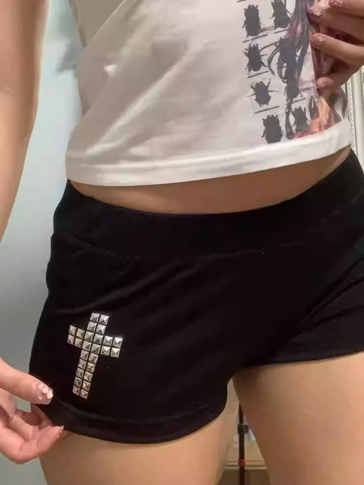 شورت ميا موسى للربيع والصيف كوري مناسب بألماس نحيف برباط خصر طبيعي شورت قصير ملابس الشارع الشهير للنساء