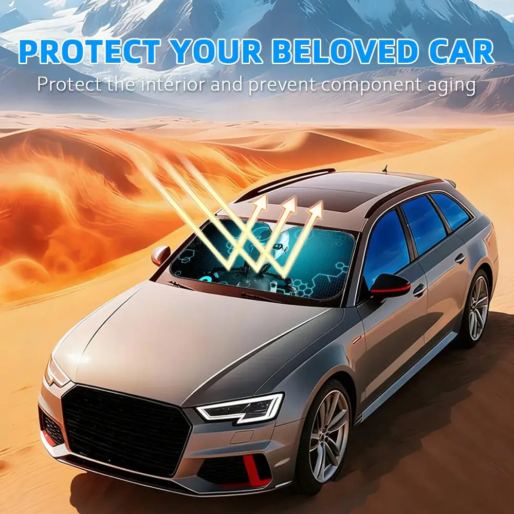 Computer Robot Sun Visor Foldable Universal Car Windshield Sun Shade UV Protection Reusable Heat Insulation Foldable Cover