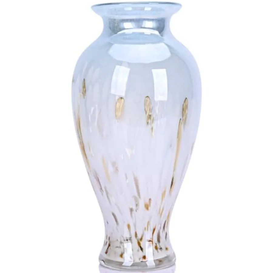 

Ваза из выдувного стекла H Blown Glass, 11,8 дюймов в высоту, красивая широкогорлая ваза-бутоньерка для центрального украшения стола, расписная цветная ваза для цветов из муранского стекла