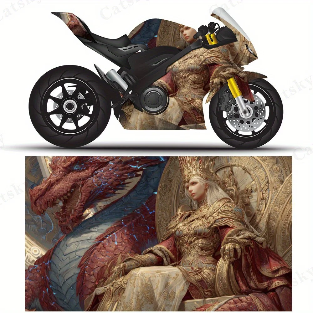 

Наклейки на мотоциклетную пленку Dragon & Queen Epic Art, прочные клейкие наклейки из ПВХ для индивидуальной настройки мотоцикла, устойчивые к атмосферным воздействиям Pr