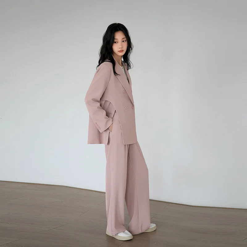 

Комплект костюма с широкими брюками для женщин, весна и осень 2024, новый стиль, высококачественный и небольшой формальный профессиональный наряд