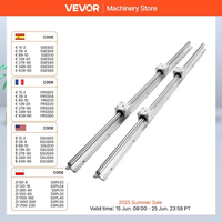 VEVOR 2PCS Linear Guide Rails SBR12 SBR16 SBR20 SBR25 800-2200mm & 4PCS UU Bearing Blocks Smooth Motion for DIY Mills CNC Parts