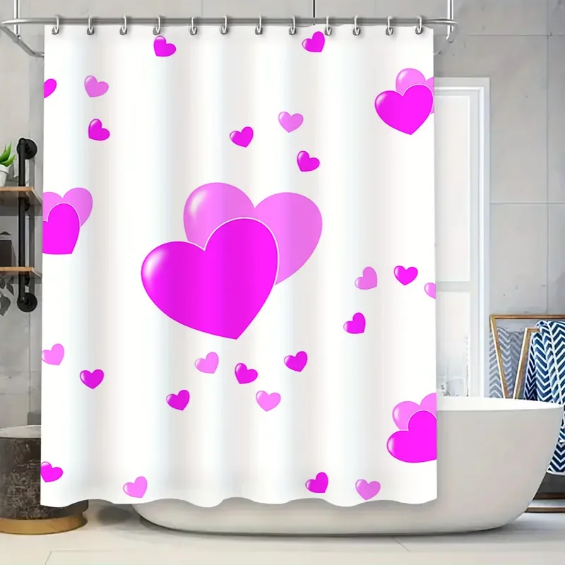 

Занавеска для душа с розовыми сердечками, романтический декор для ванной комнаты для украшения дома