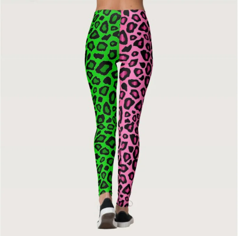 Sexy leopard print color matching print tight stretch elastic waist comfortable casual leggings for women spring/summer