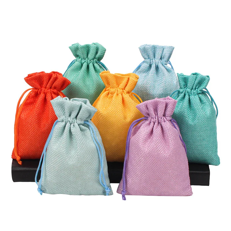 

50Pcs Gift Bag Jute Jewelry Sachet Christmas Party Decoration Gift Bag Drawstring Burlap Bag 10*14CM