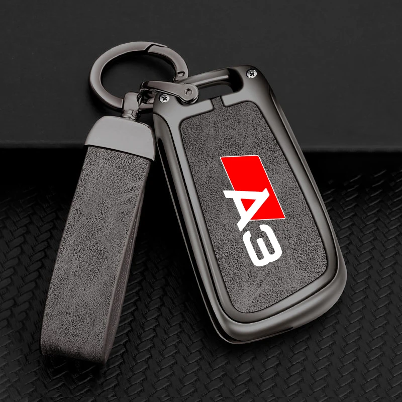 Für AUDI A3 8P 8L 8V S3 RS3 Q3 Individuelles LOGO Modische Zinklegierung Schlüsselhülle Schutzhülle Schlüsselanhänger Tasche Zubehör