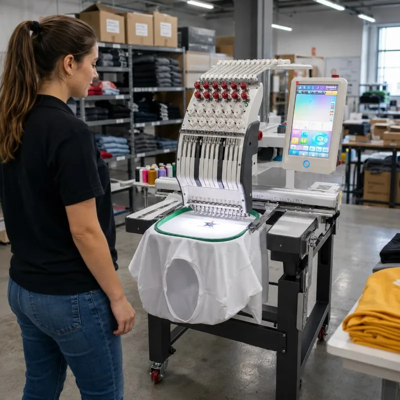 Embroidery Machine Commercial Dual Head Multi Needle Customized Garment Patch Logo Production Shop