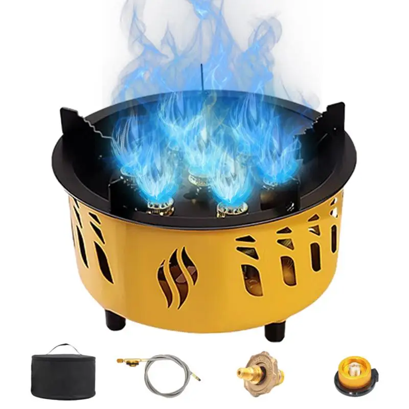 Outdoor Camping Stoves 7 Cores with High Firepower 7-Core Strong Fire Power Camping Stove Windproof Stove Burner Gas Burner