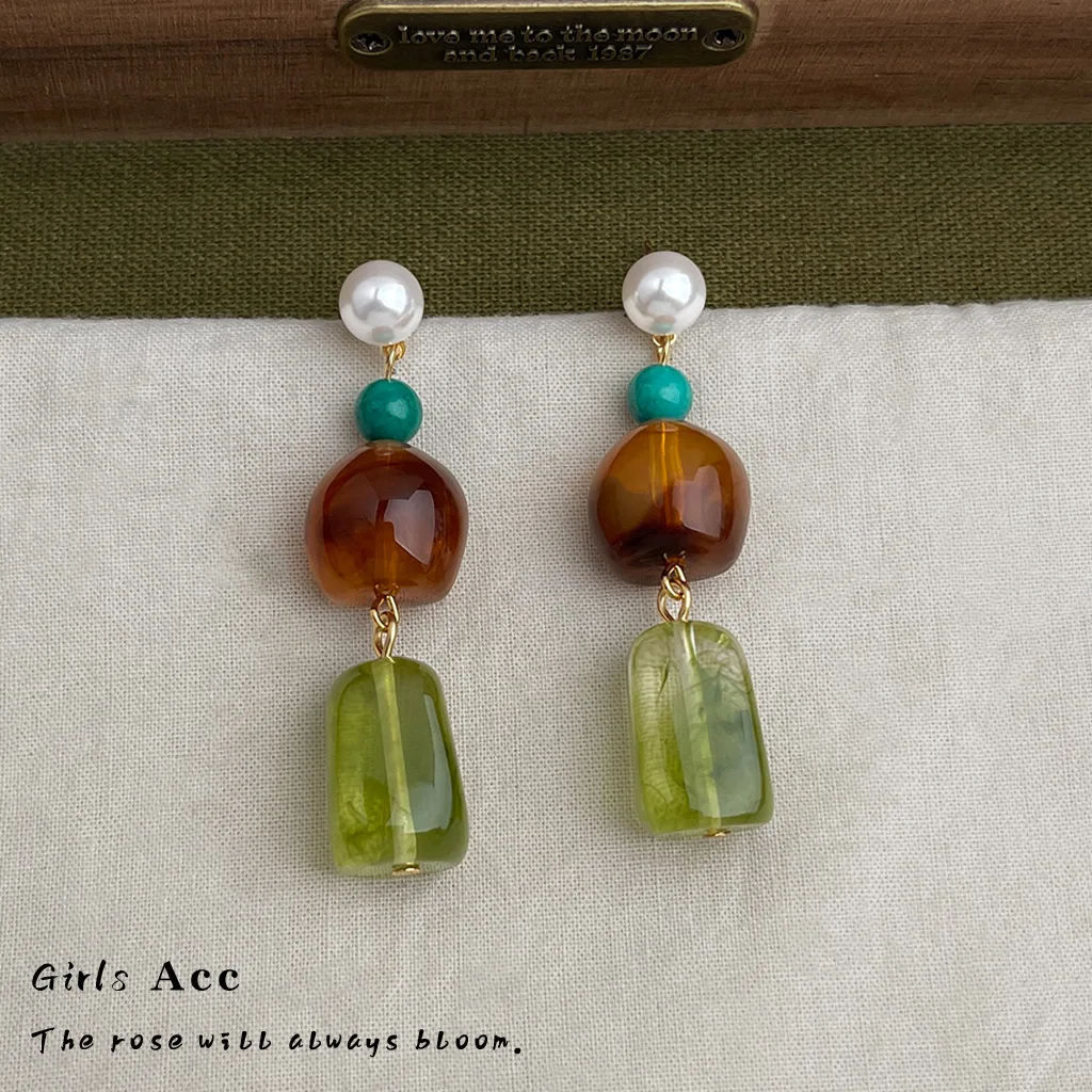 

Best Seller Retro Boho Malade Earrings Gradient Color Block Long Fringe Artistic Statement Jewelry for Women