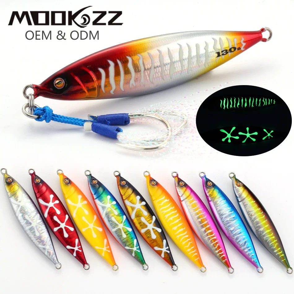 MOOKZZ New Arrive Slow Jigjing 100g 120g 150g 200g 250g Slow fall Jig lures Artificial Hard bait jingging lures for sea fishing