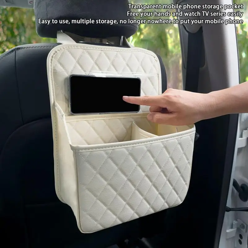 Car Back Seat Tissue Holder Waterproof Back Seat Protector With Transparent Phone Storage Pocket Multifunctional Storage Box