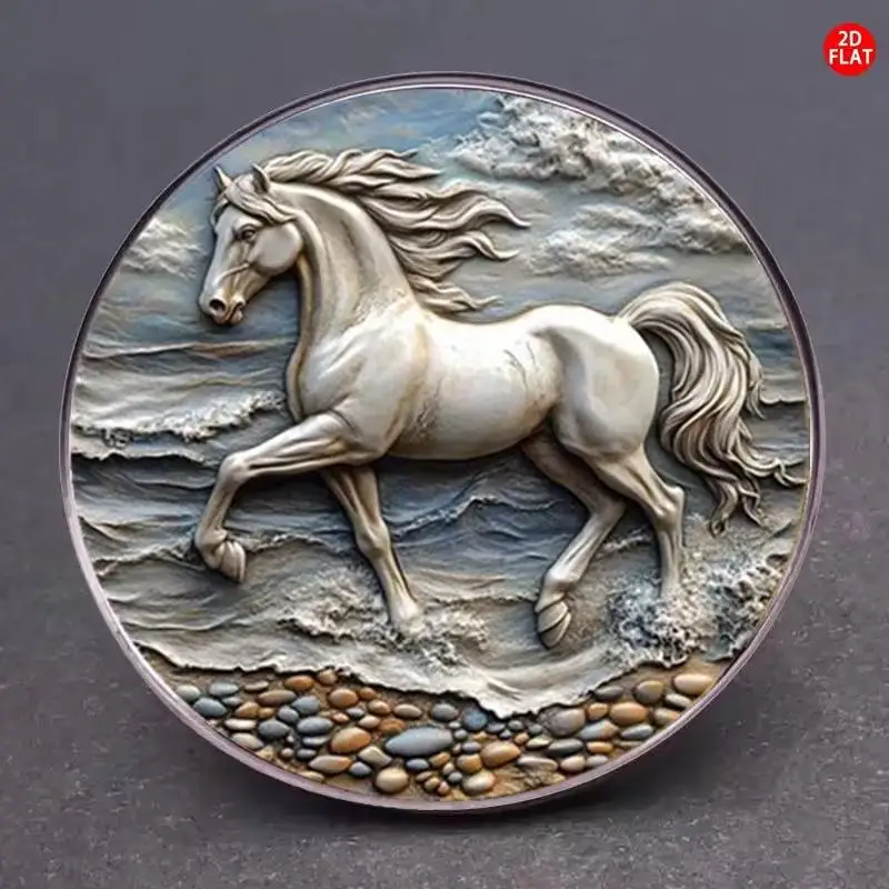 Fashion Zodiac Horse Brooch For Women Men 2D Flat Animal Pony Lapel Pins Clothing Backpacks Accessories New Year Gift