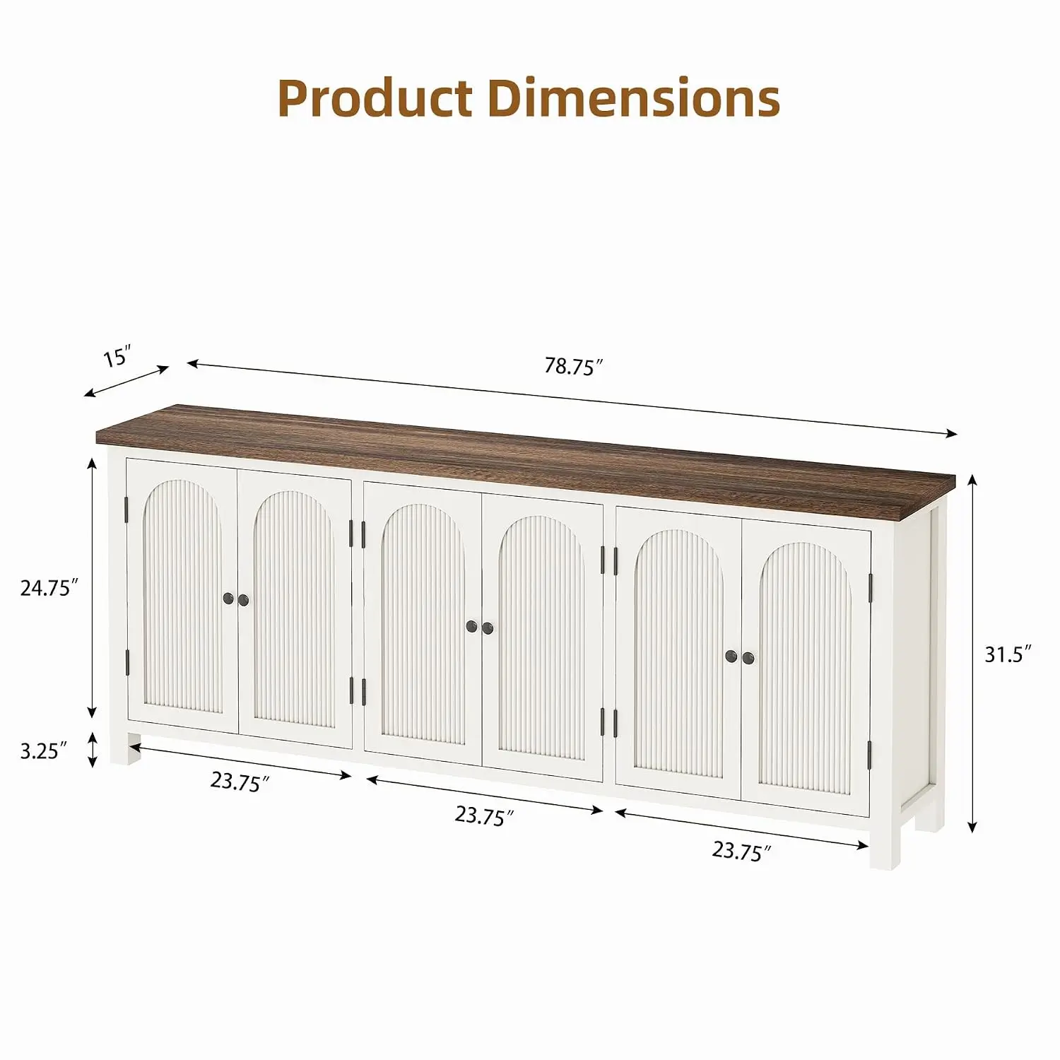 Two-Tone Sideboard Buffet Cabinet with Storage, 78.75