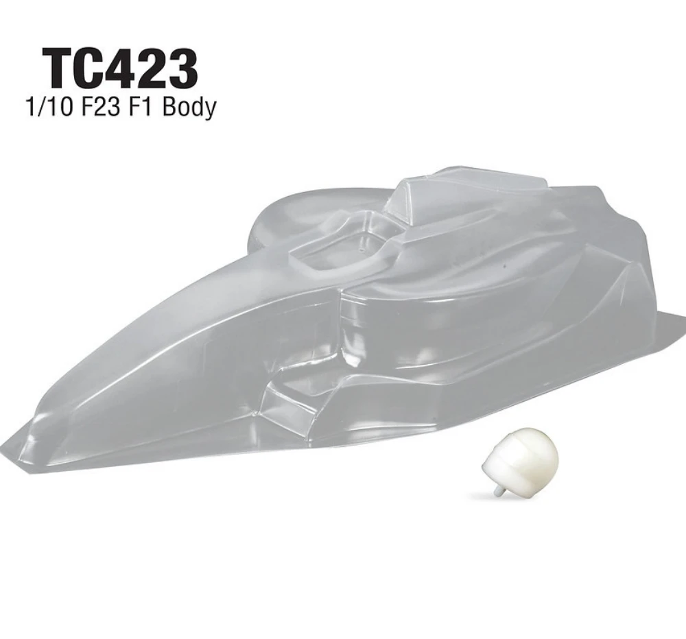 

TC423 1/10 F23 F1 Body. Прозрачный корпус Lexan с шлемом. Гоночное шасси Tamiya F1. Каркас для тела Yokomo F1