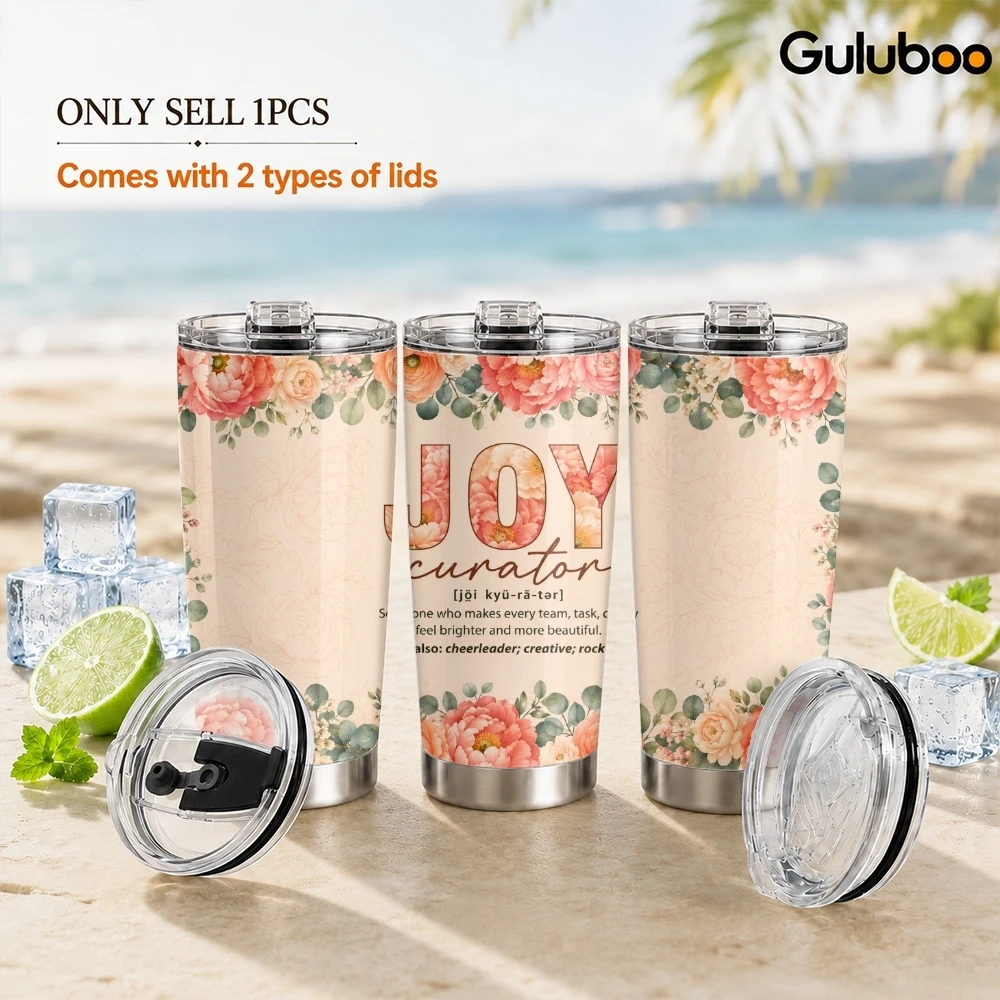 Floral Positive Job Title Vacuum Flasks 20oz Stainless Steel Insulated Coffee Tumbler Double Wall Mug with 2 Lids Straw Cup
