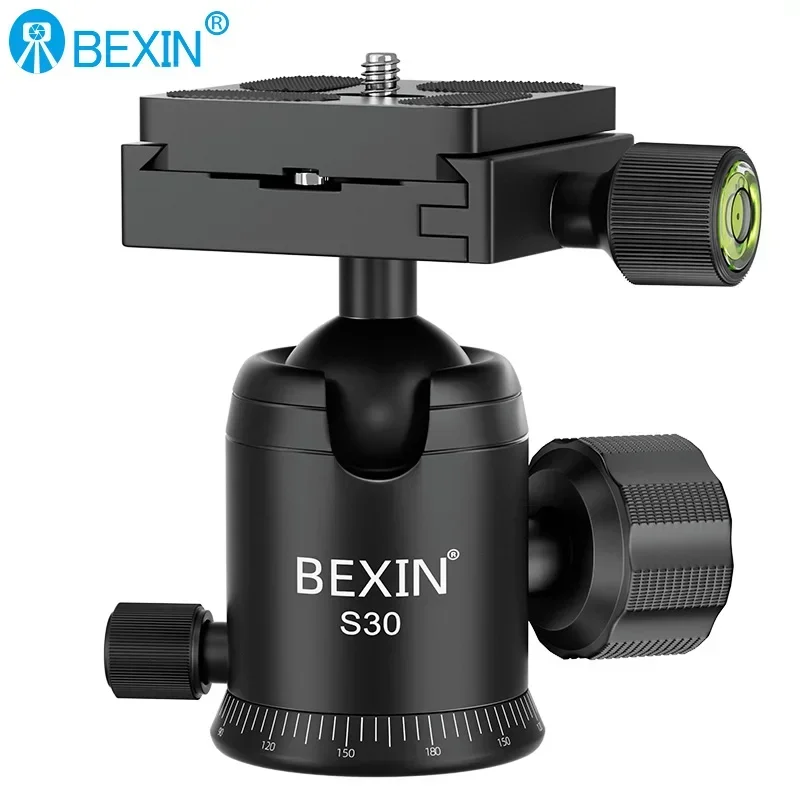 BEXIN360 rotating Aluminum Alloy ball Head  with quick release plate maximum weight 5KG tripod monopod head V30/S-30/S-30A/S30-B