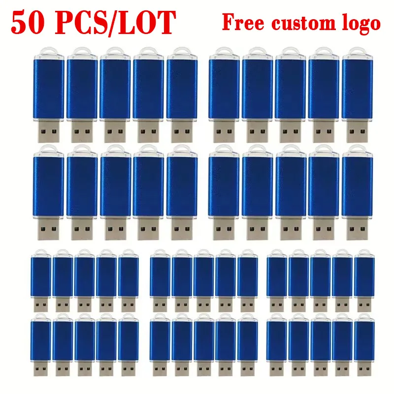 50Pcs/lot High-speed USB Flash Drive 4GB 8GB Pen Drive 16GB Pendrive 32GB USB Stick 64GB 128GB Memory Flash Disk Business Gift