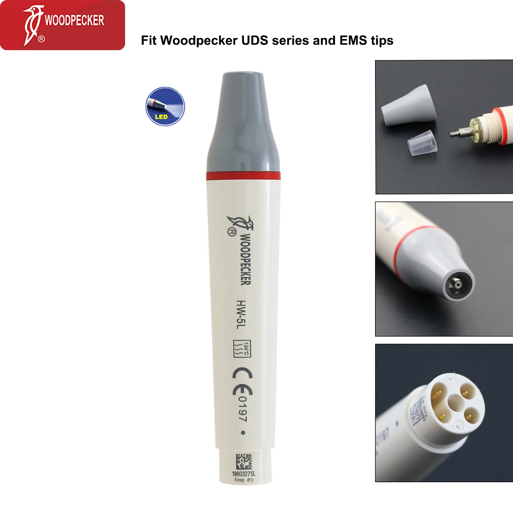 Original Woodpecker DTE Dental Ultrasonic Scaler LED Handpiece Detachable HW-5L HD-7L Fit UDS EMS SATELEC ACTEON NSK Scaling Tip