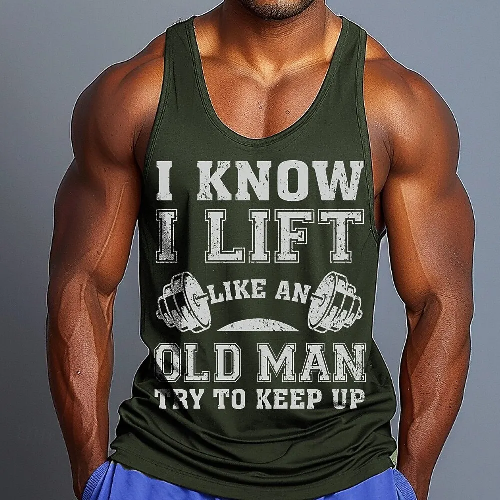 

Men's Gym Fitness Tank Tops Summer Outdoor Sports Sleeveless Vest Top Loose Round Neck Breathable Comfortable Simple Design Tees
